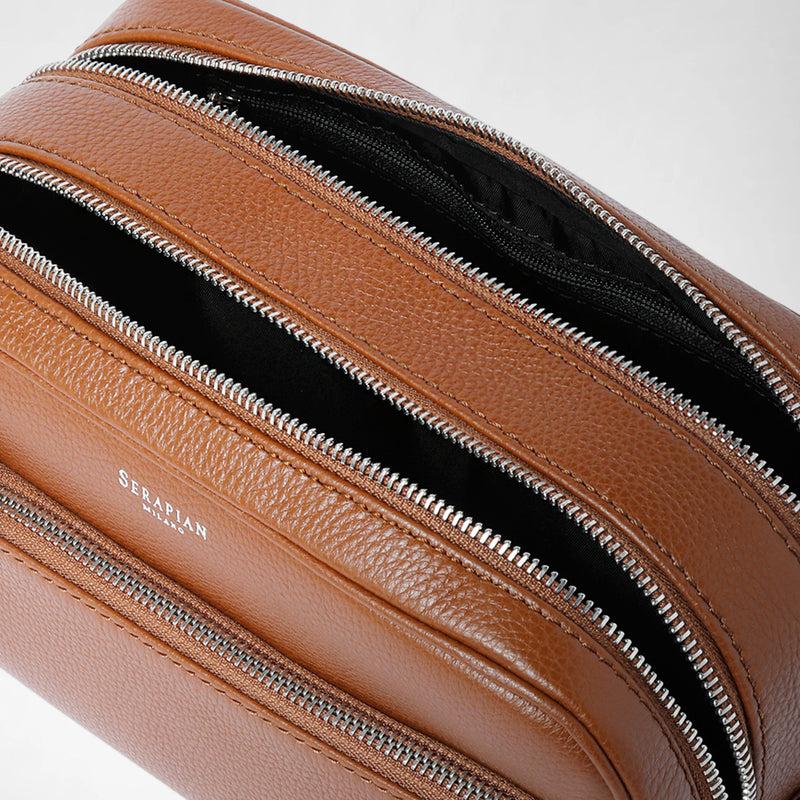 Serapian TROUSSE DA BAGNO CON DOPPIA ZIP IN PELLE CACHEMIRE Qualità