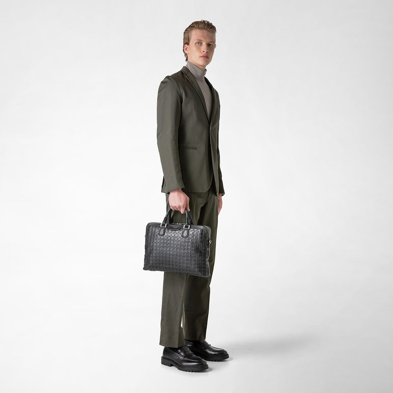 Serapian Extra slim briefcase in mosaico black Online