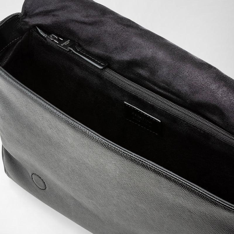 Serapian Borsa messenger piccola in pelle evoluzione nero eclissi In Vendita