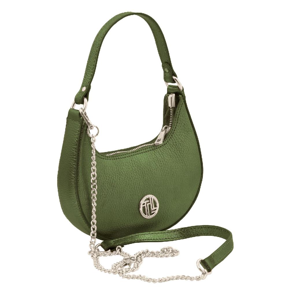 Tuscany Leather Sac à Main en Cuir Metallic et Bandoulière à Chaîne Negozi Online