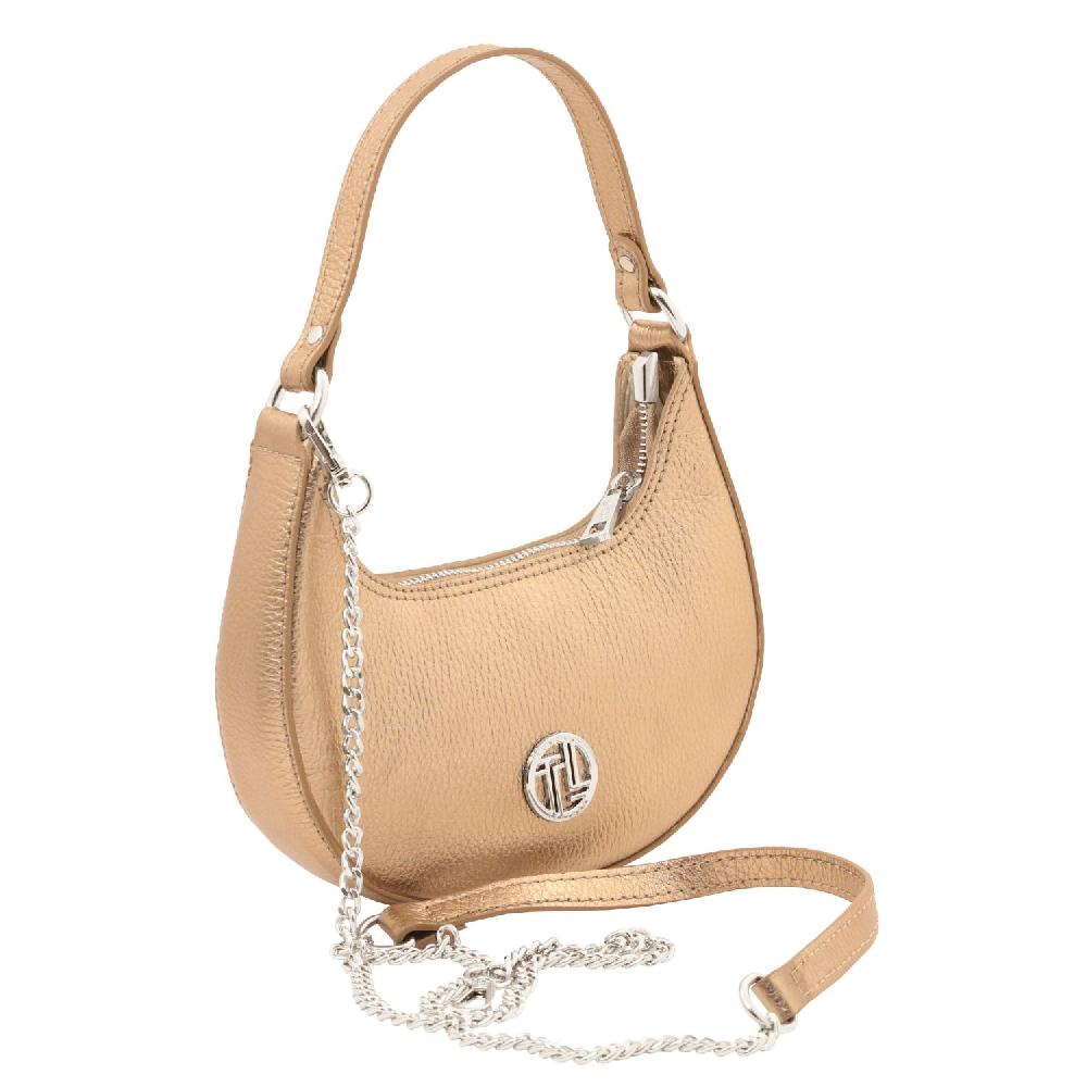 Tuscany Leather Borsa a Mano in Pelle Metallic con Tracolla a Catena Offerte esclusive