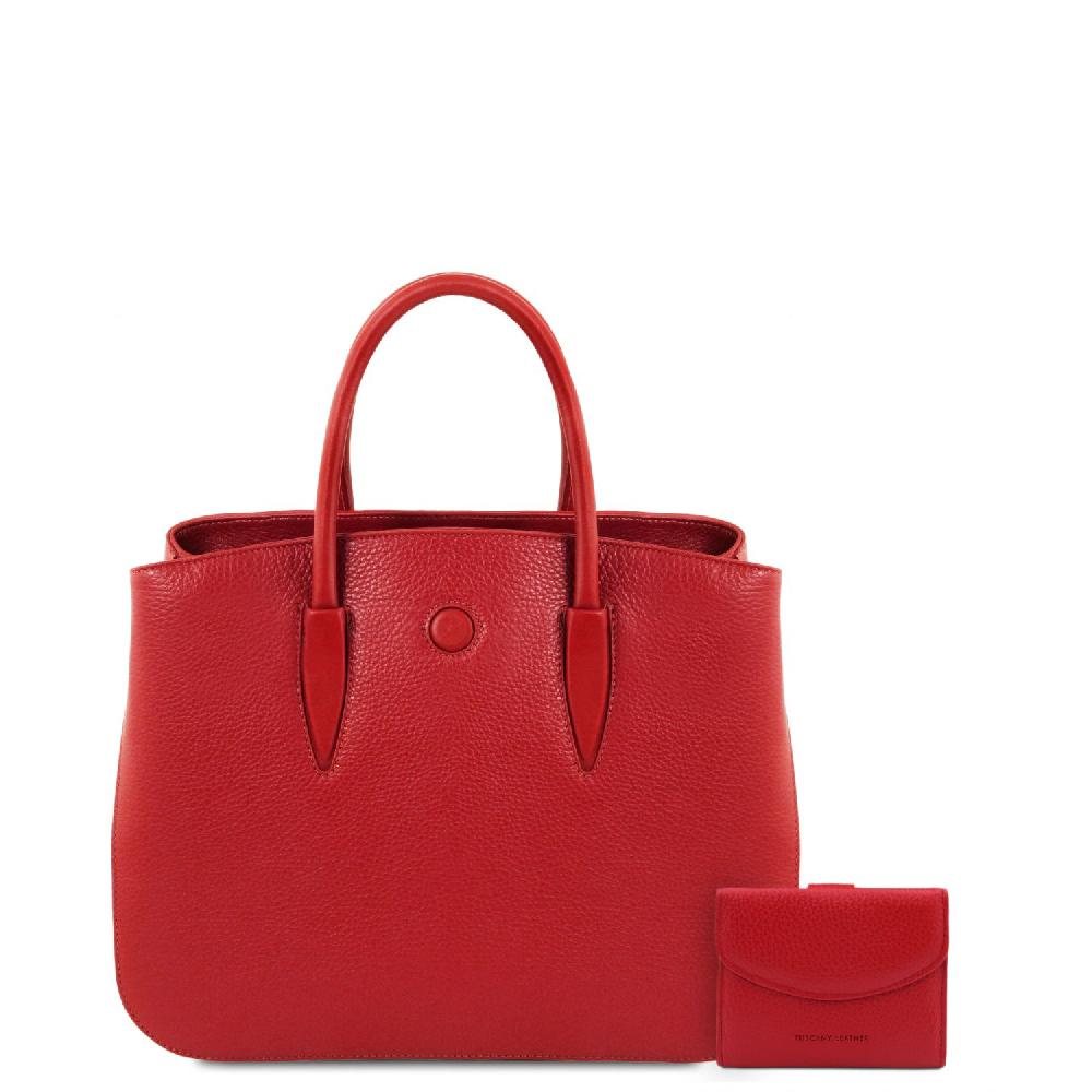 Tuscany Leather Borsa a Mano in Pelle e Portafoglio in Pelle 3 Ante con Portaspiccioli Comprare a buon mercato