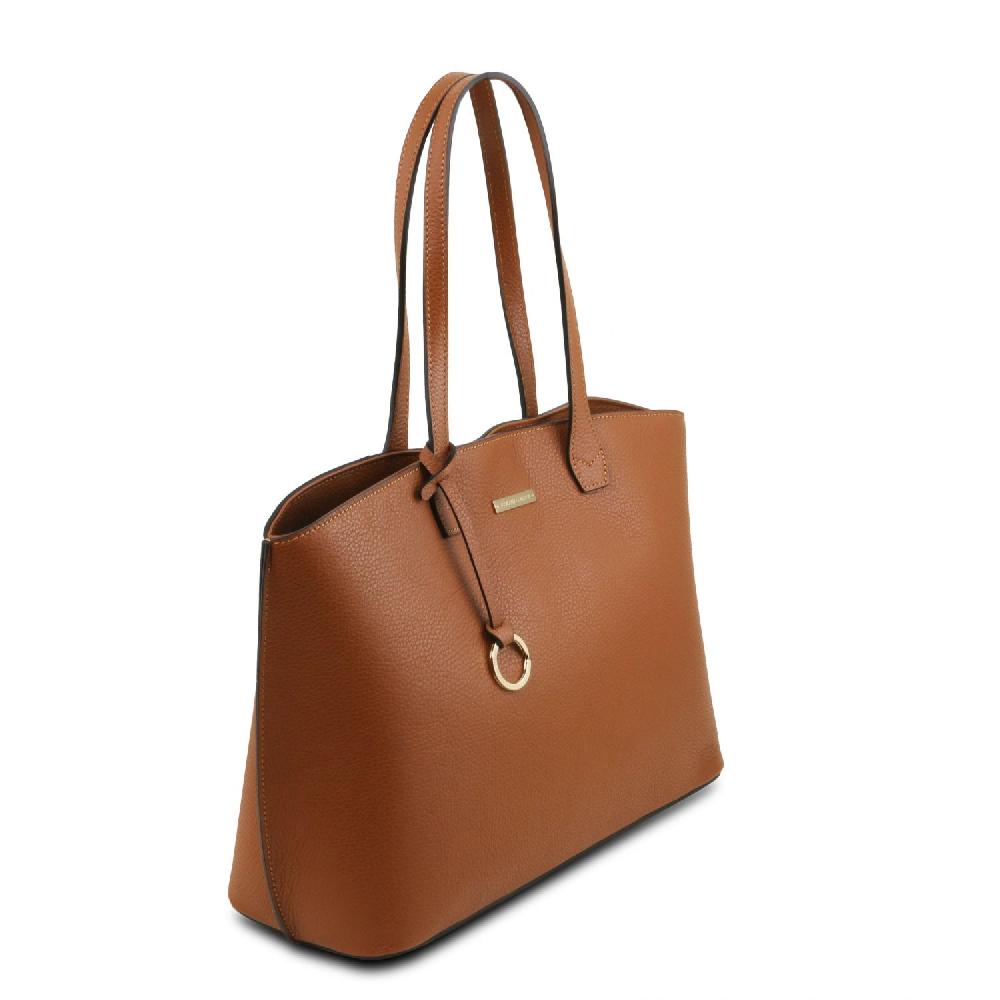 Tuscany Leather Borsa Shopping in Pelle e Portafoglio in Pelle 3 Ante con Portaspiccioli Flash Sale