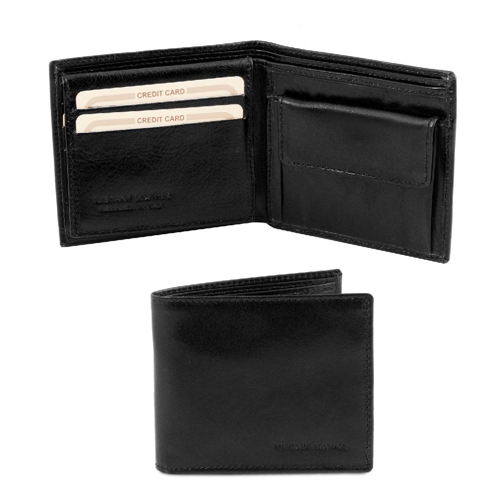 Tuscany Leather Esclusivo Portafoglio Uomo in Pelle 3 Ante con Portaspiccioli Fino al 55% di sconto