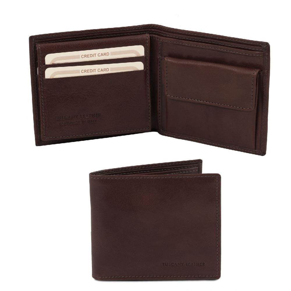Tuscany Leather Esclusivo Portafoglio Uomo in Pelle 3 Ante con Portaspiccioli Discount Store per i nuovi prodotti