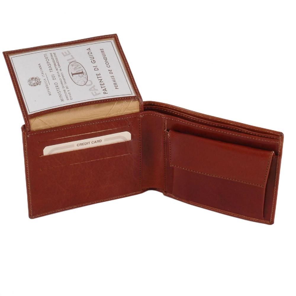 Tuscany Leather Esclusivo Portafoglio Uomo in Pelle 3 Ante con Portaspiccioli Duty-free