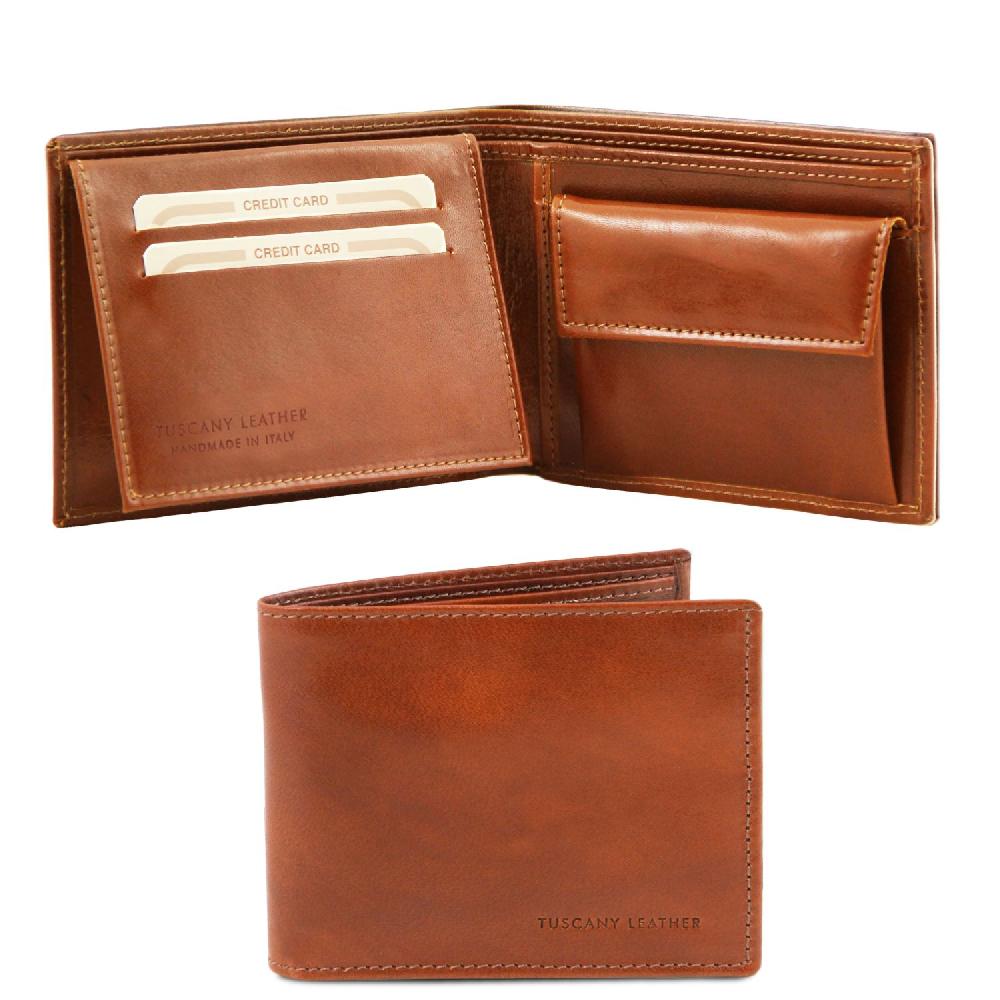 Tuscany Leather Esclusivo Portafoglio Uomo in Pelle 3 Ante con Portaspiccioli 50% di sconto per tempo limitato