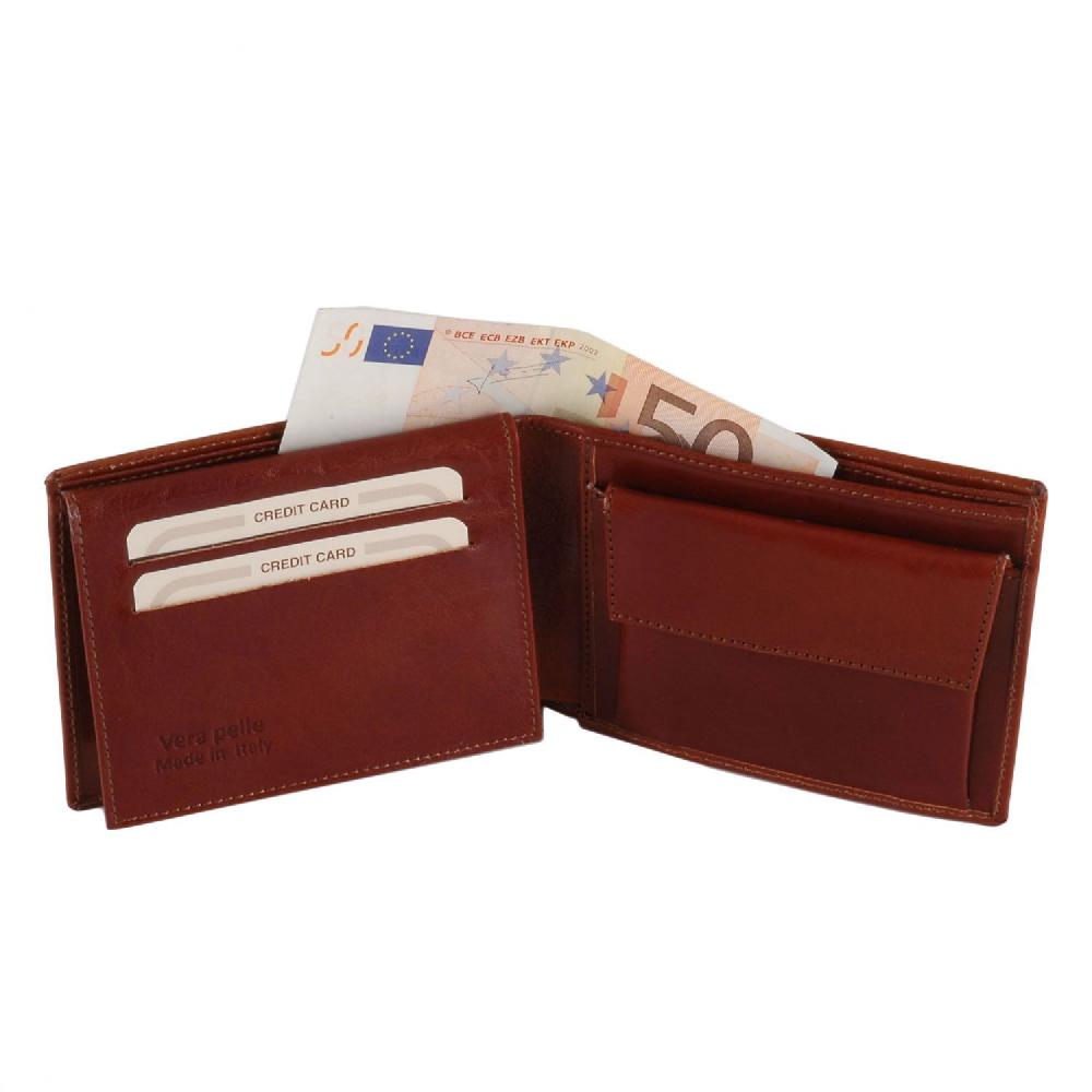 Tuscany Leather Esclusivo Portafoglio Uomo in Pelle 3 Ante con Portaspiccioli 50% di sconto per tempo limitato