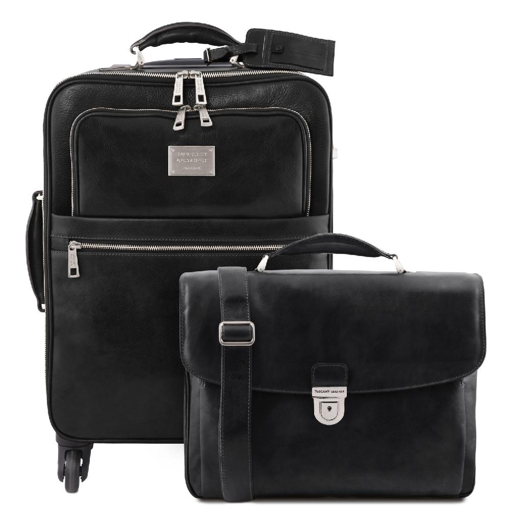 Tuscany Leather Trolley con 4 Ruote e Borsa Porta Computer TL SMART in Pelle Promozione Limitata