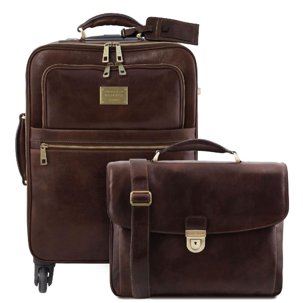 Tuscany Leather Trolley con 4 Ruote e Borsa Porta Computer TL SMART in Pelle Fino Al -60%