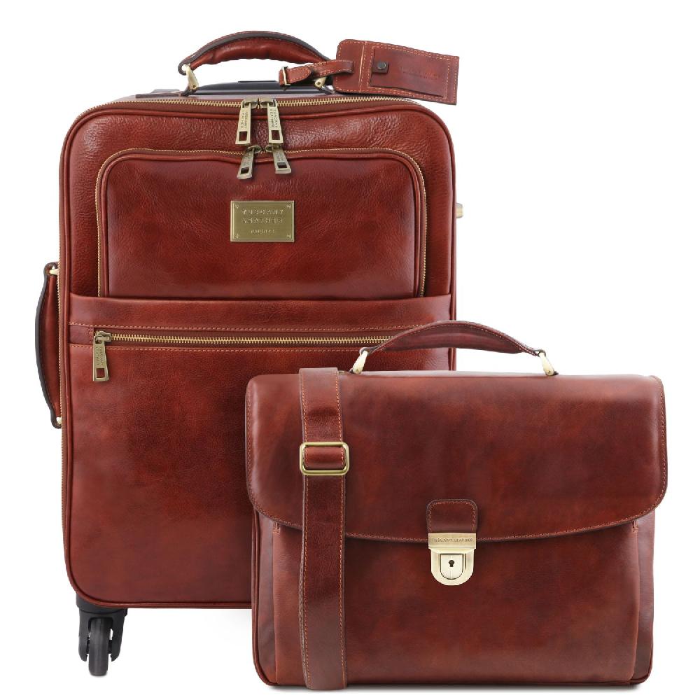 Tuscany Leather Trolley con 4 Ruote e Borsa Porta Computer TL SMART in Pelle Shopping Online