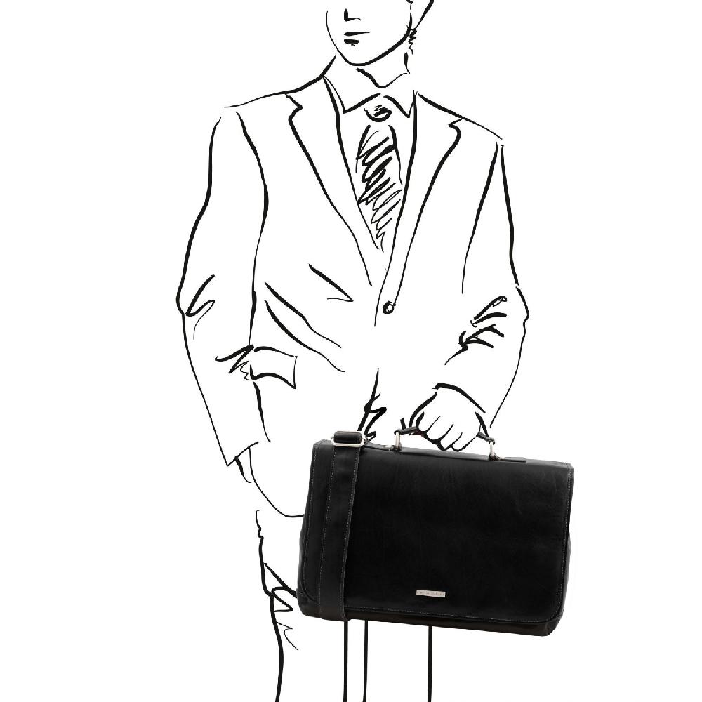 Tuscany Leather Borsa da Lavoro TL SMART Multiscomparto in Pelle con Pattella Outlet