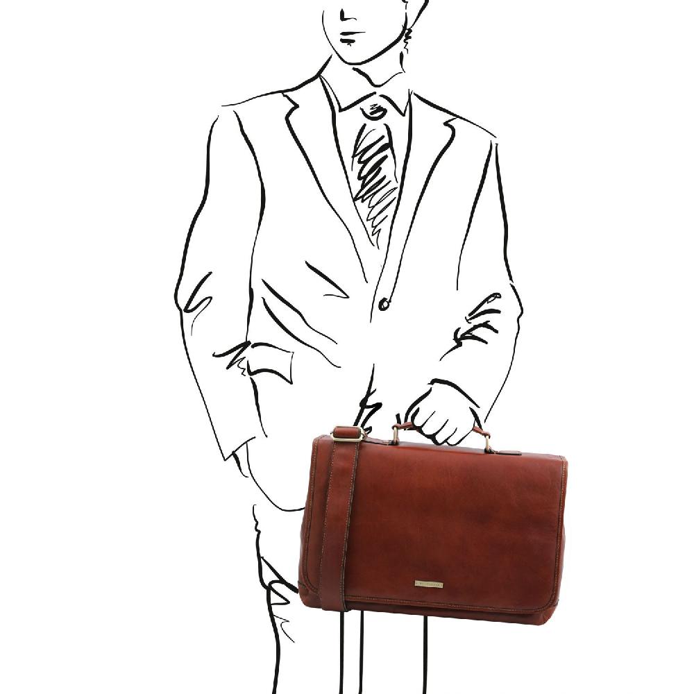 Tuscany Leather Borsa da Lavoro TL SMART Multiscomparto in Pelle con Pattella Saldi