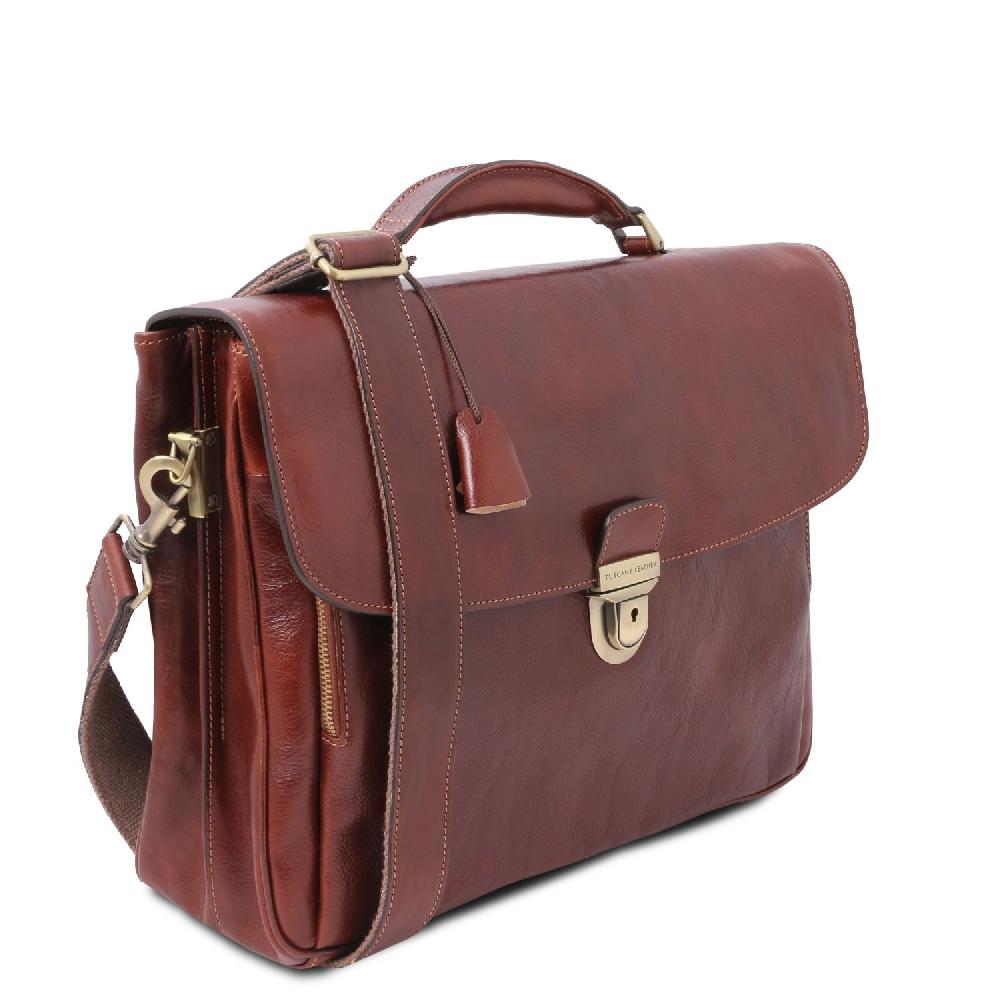 Tuscany Leather Borsa Porta Computer TL SMART Multiscomparto in Pelle Vendita Calda