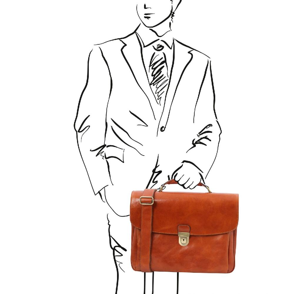 Tuscany Leather Borsa Porta Computer TL SMART Multiscomparto in Pelle Vendita Economica
