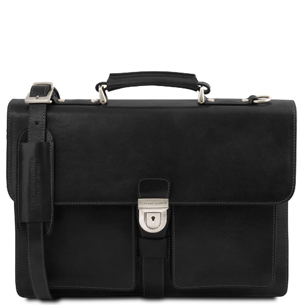 Tuscany Leather Borsa da Lavoro in Pelle 3 Scomparti Saldi Di Fabbrica