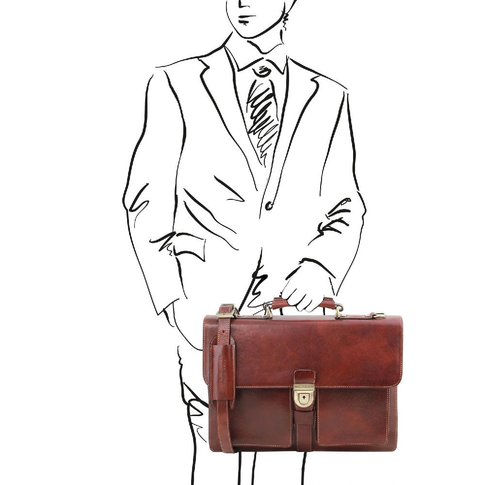 Tuscany Leather Borsa da Lavoro in Pelle 3 Scomparti Vendite Flash
