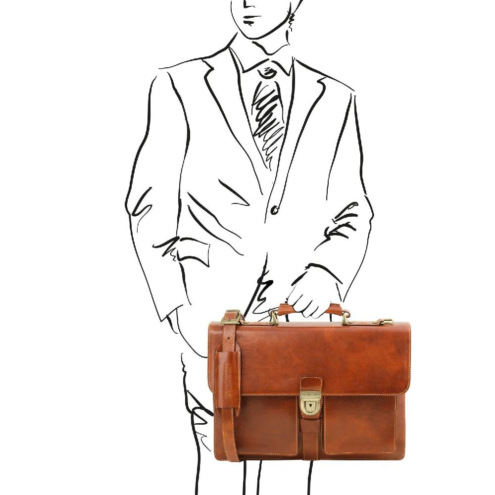Tuscany Leather Borsa da Lavoro in Pelle 3 Scomparti Negozio