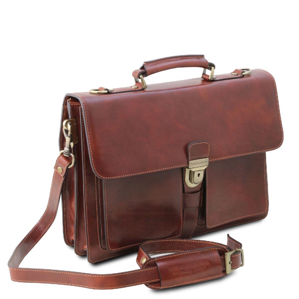 Tuscany Leather Borsa da Lavoro in Pelle 3 Scomparti Negozio