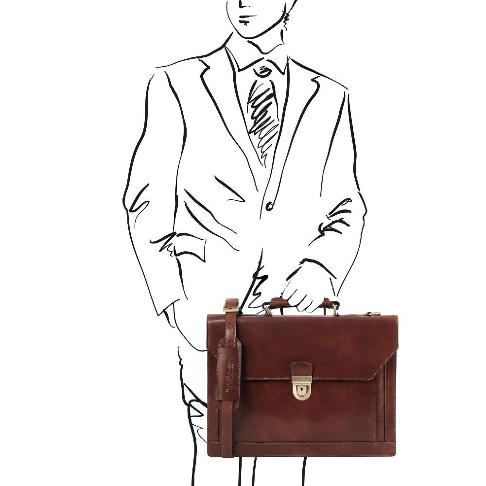 Tuscany Leather Cartella in Pelle 3 Scomparti Prezzo di fabbrica