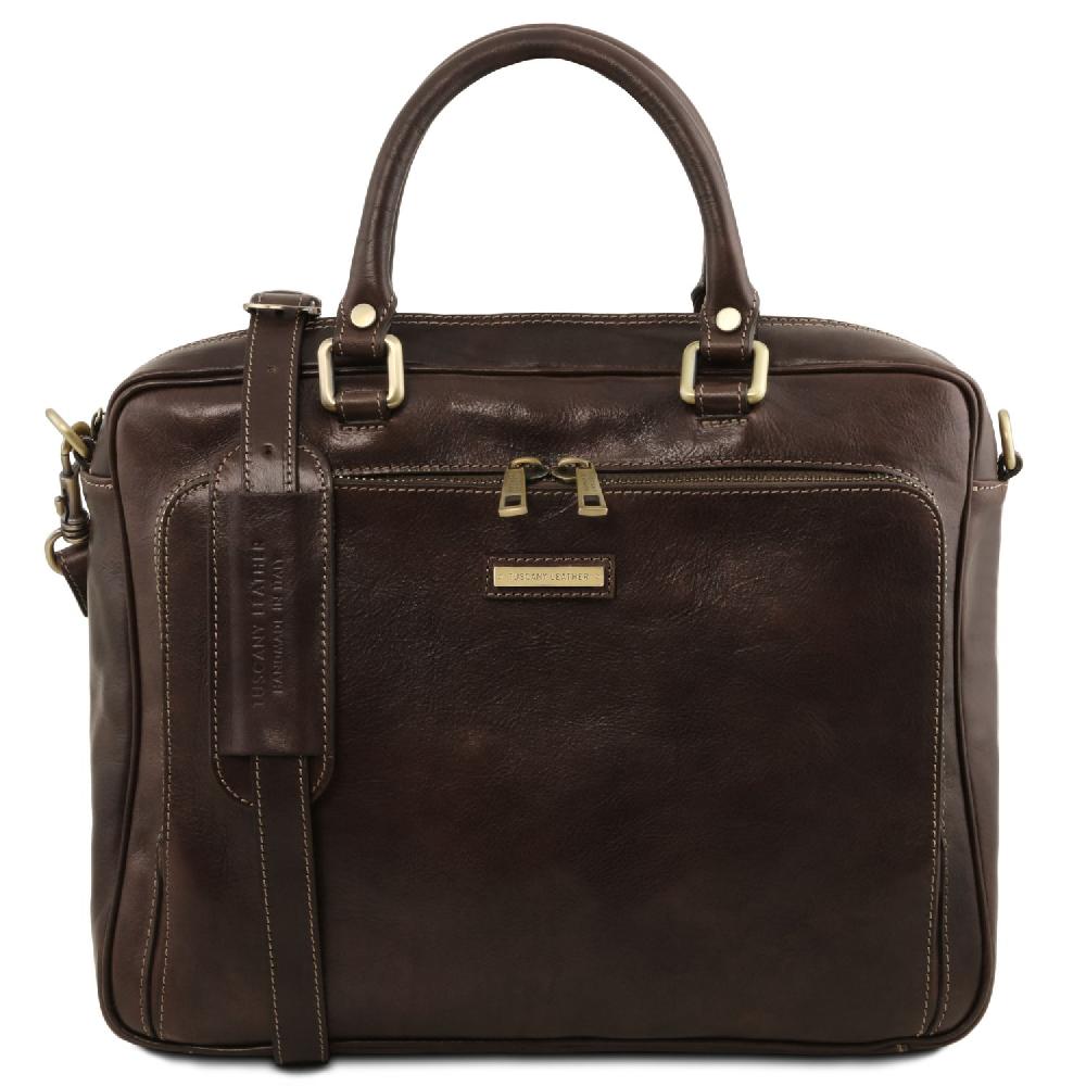 Tuscany Leather Borsa Porta Computer da Lavoro con Tasca Frontale in Pelle Grande vendita