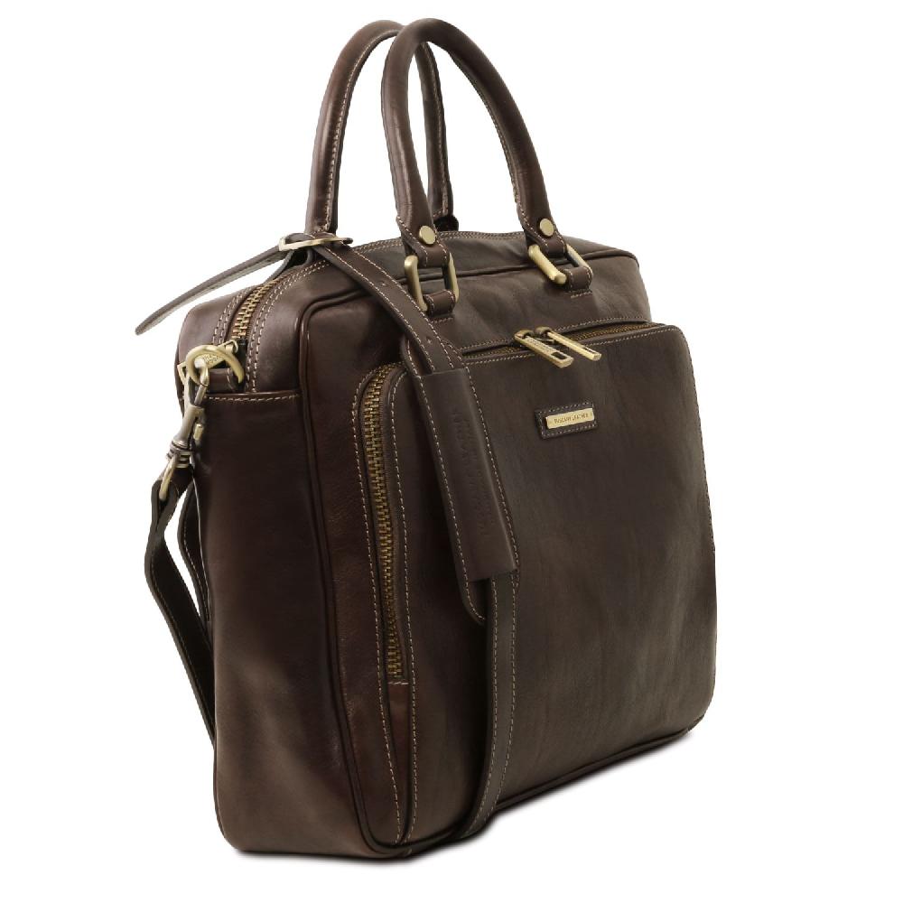 Tuscany Leather Borsa Porta Computer da Lavoro con Tasca Frontale in Pelle Grande vendita