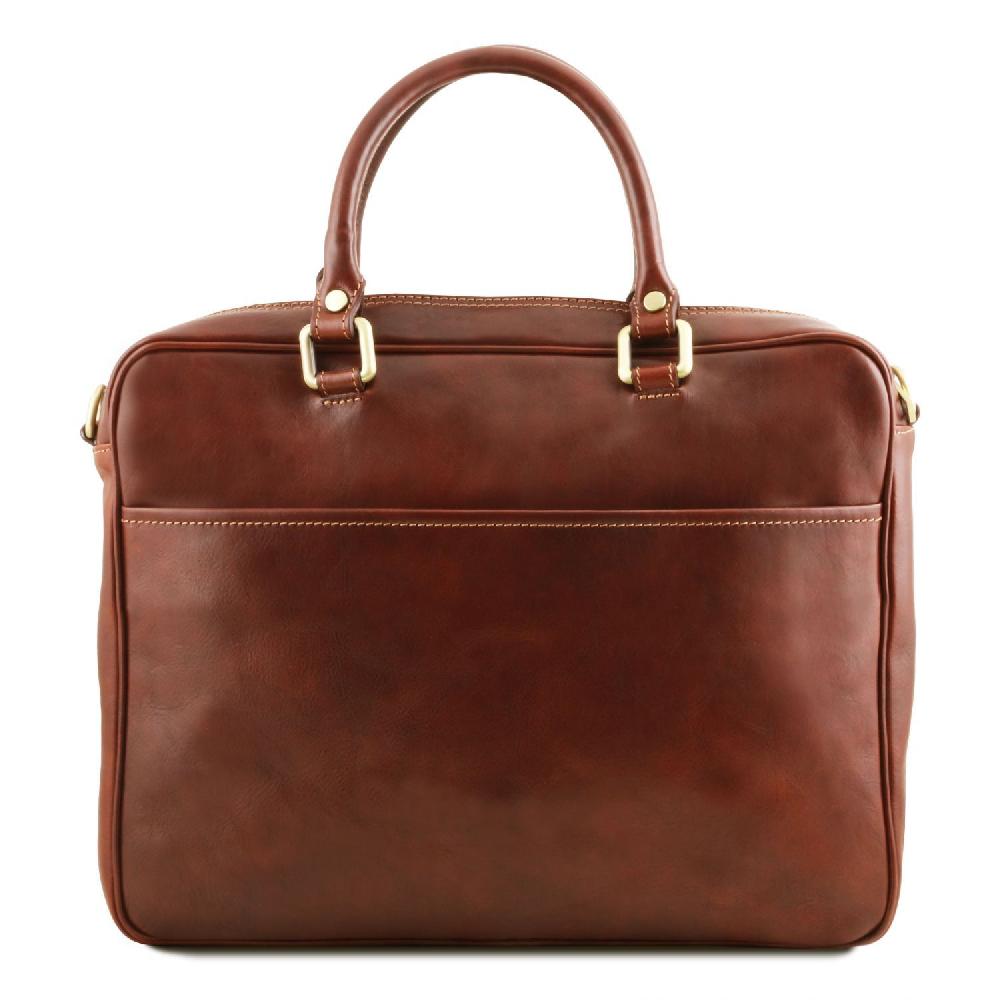 Tuscany Leather Borsa Porta Computer da Lavoro con Tasca Frontale in Pelle Flash Sale