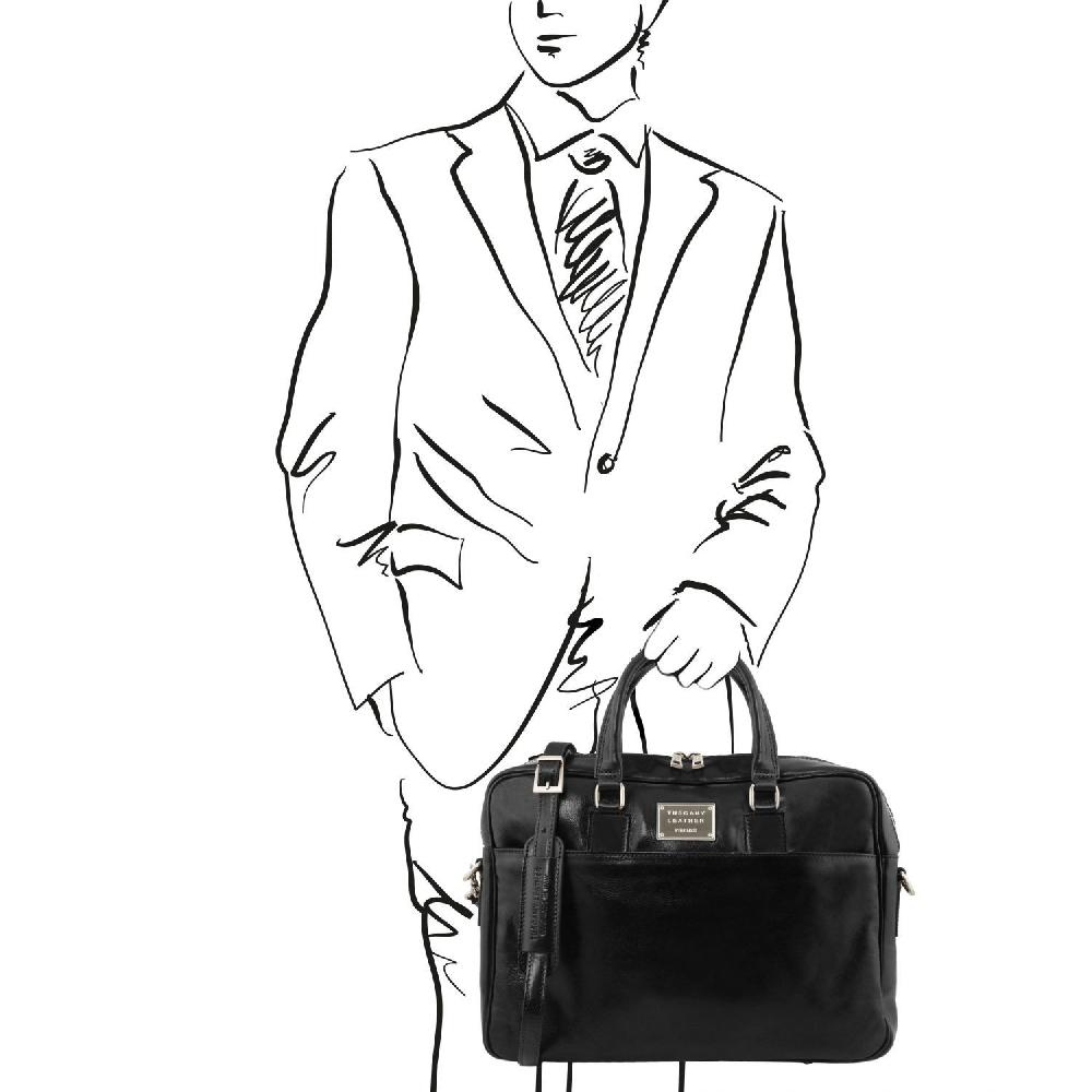 Tuscany Leather Borsa Porta Computer a 2 Scomparti in Pelle Solo un giorno rimasto