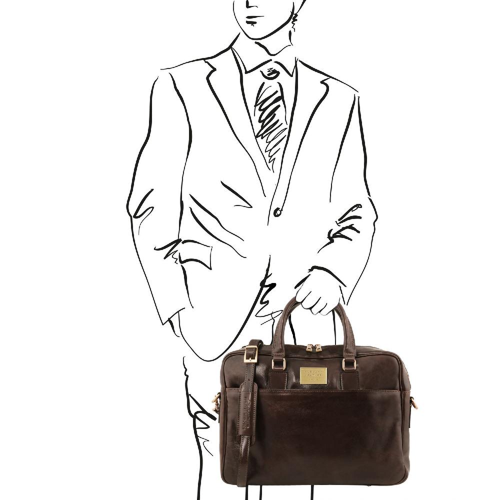 Tuscany Leather Borsa Porta Computer a 2 Scomparti in Pelle Super sconto