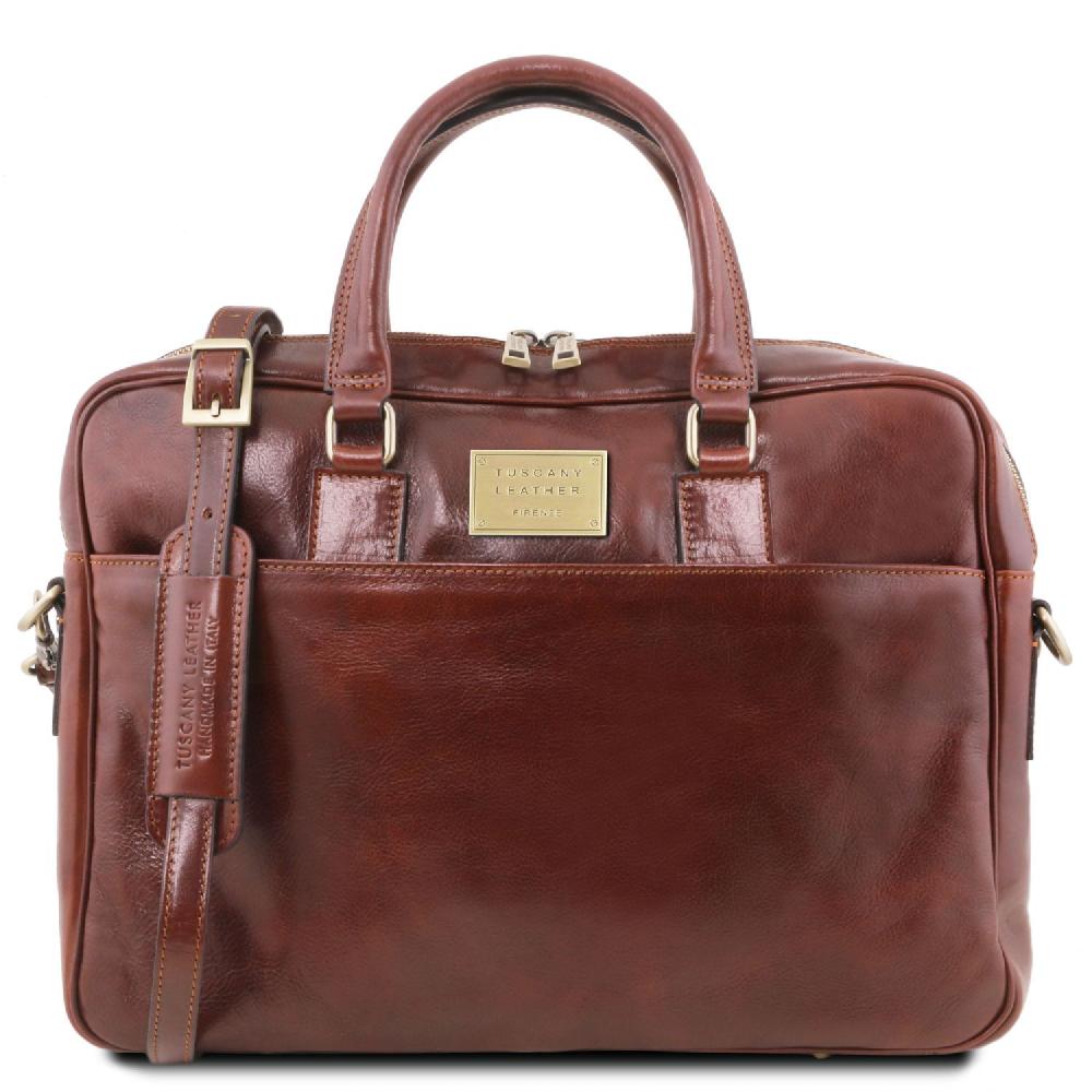 Tuscany Leather Borsa Porta Computer a 2 Scomparti in Pelle Enormi sconti