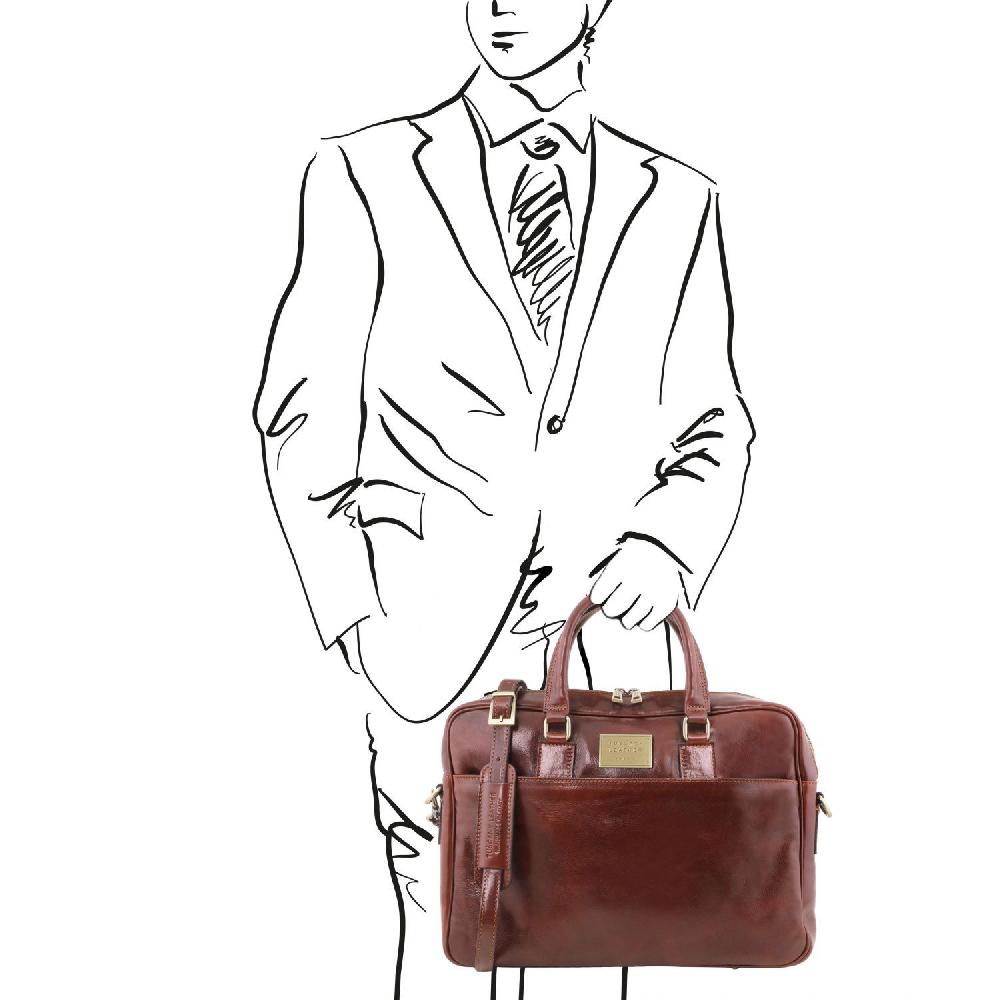 Tuscany Leather Borsa Porta Computer a 2 Scomparti in Pelle Enormi sconti
