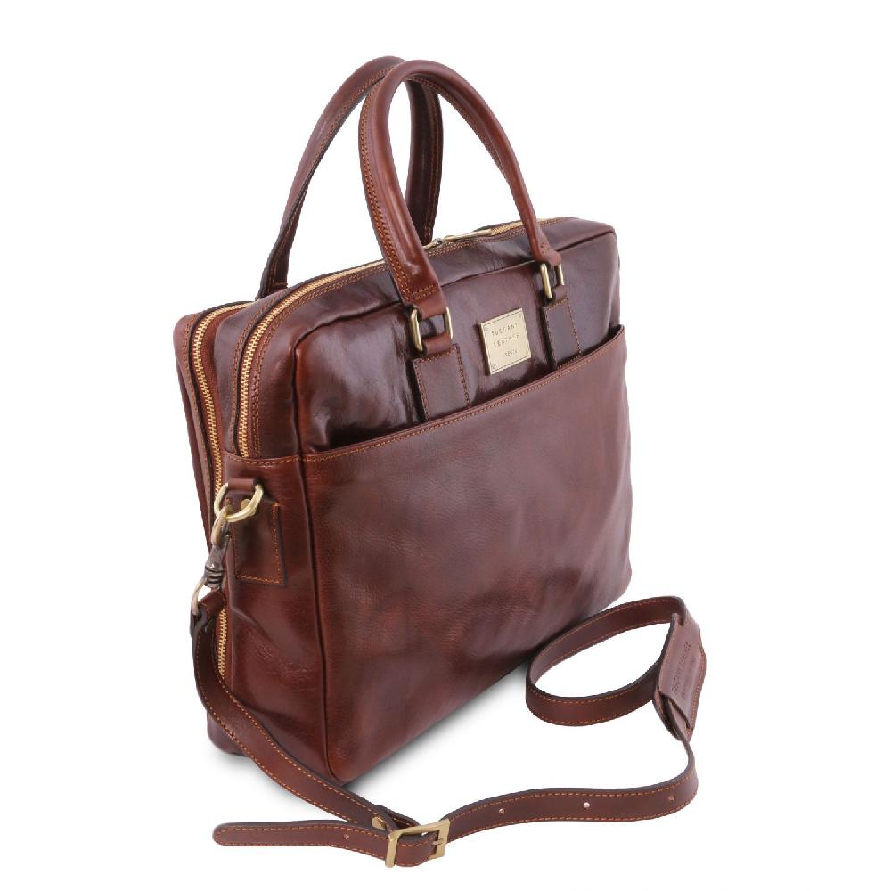Tuscany Leather Borsa Porta Computer a 2 Scomparti in Pelle Enormi sconti