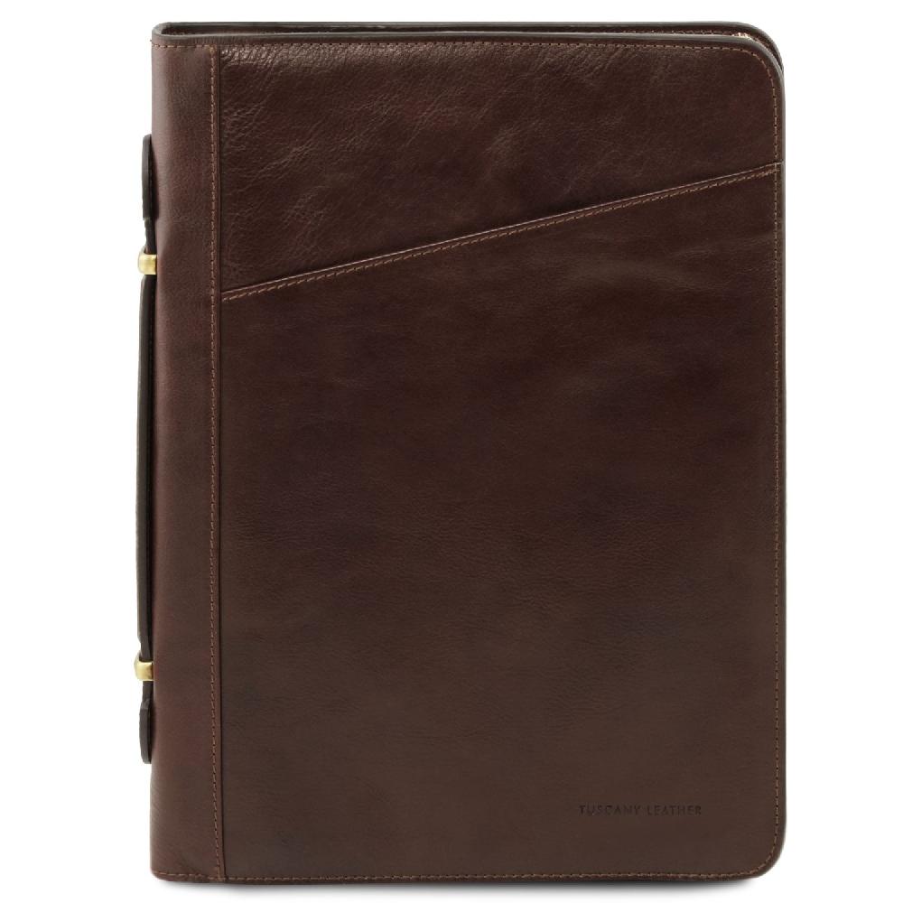 Tuscany Leather Esclusivo Portadocumenti in Pelle con Anelli e Manico In vendita