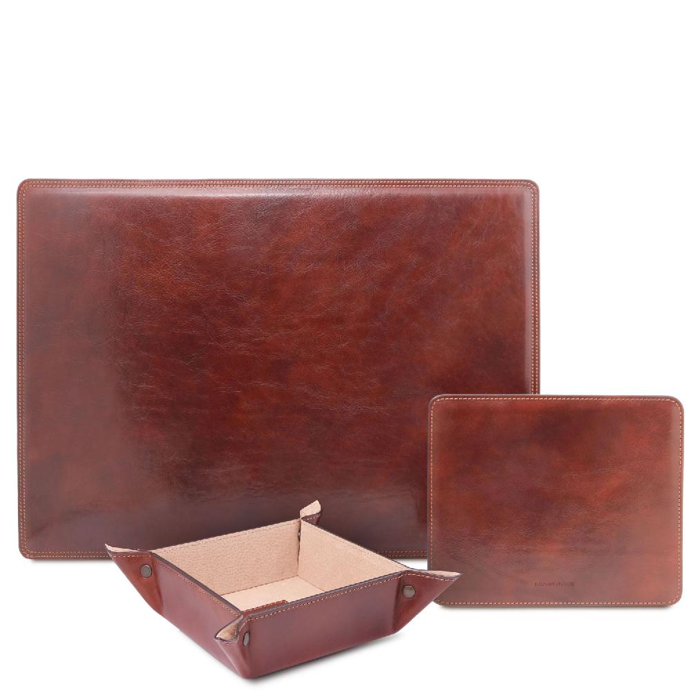 Tuscany Leather Sottomano da Scrivania Tappetino per Mouse e Vuotatasche in Pelle Grandi sconti