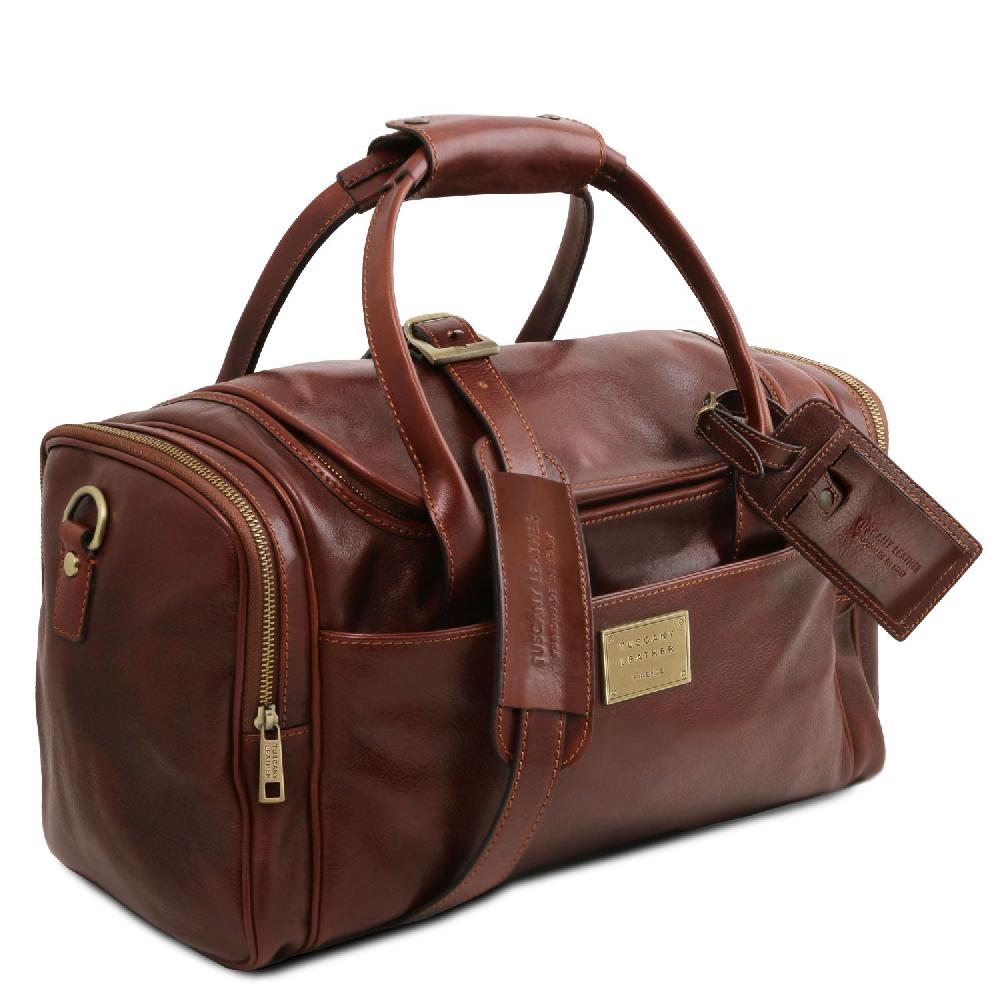 Tuscany Leather Borsone Viaggio in Pelle con Tasche Laterali Discount Store per i nuovi prodotti