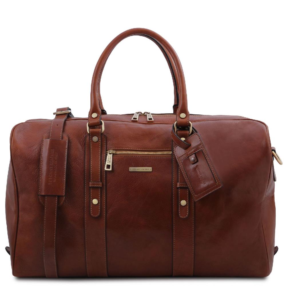 Tuscany Leather Borsone da Viaggio in Pelle con Tasca Frontale Super sconto