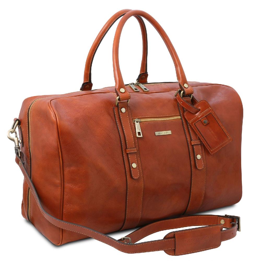 Tuscany Leather Borsone da Viaggio in Pelle con Tasca Frontale Super sconto