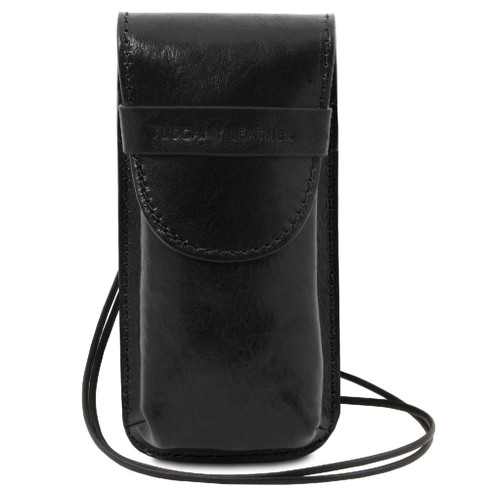 Tuscany Leather Esclusivo Portaocchiali/Portacellulare a Tracolla in Pelle Misura Grande Qualità Garantita