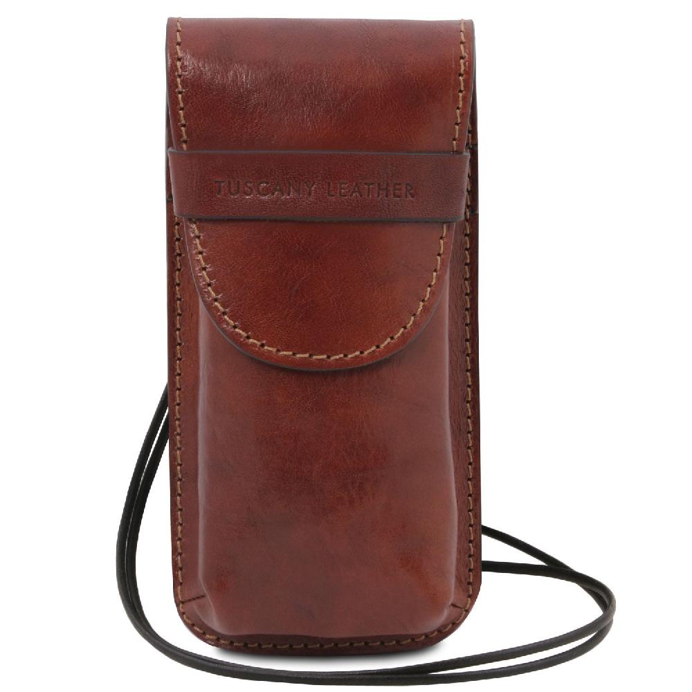 Tuscany Leather Esclusivo Portaocchiali/Portacellulare a Tracolla in Pelle Misura Grande Acquista Ora
