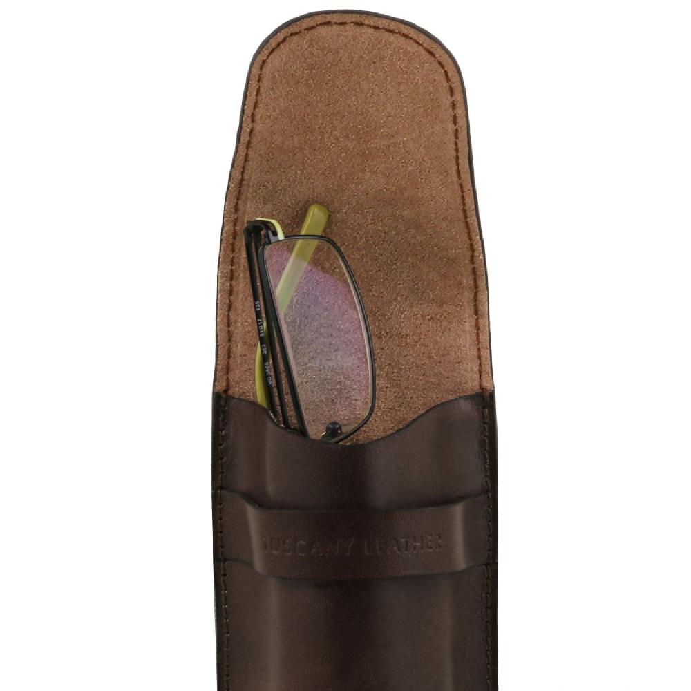Tuscany Leather Esclusivo Portaocchiali/Portacellulare/porta Orologio a Tracolla in Pelle Convenienza