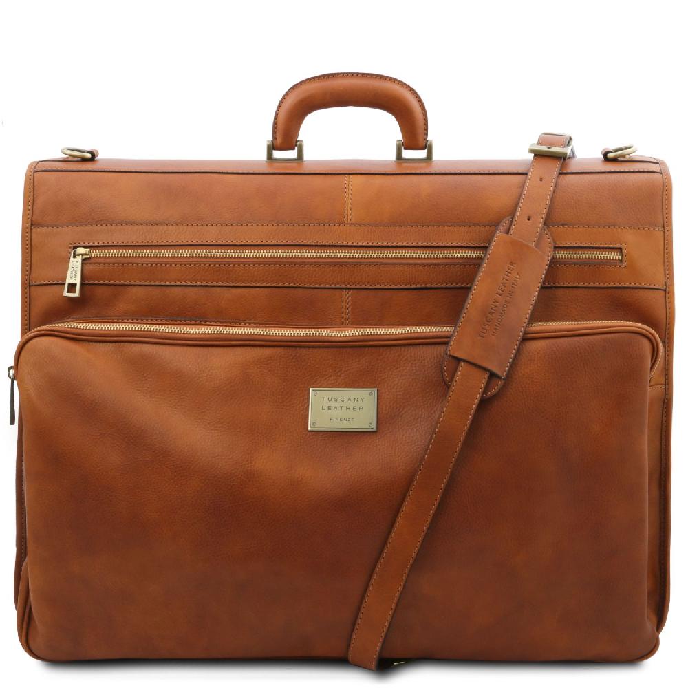 Tuscany Leather Porta Abiti in Pelle con Tascone Davanti Vendita Calda