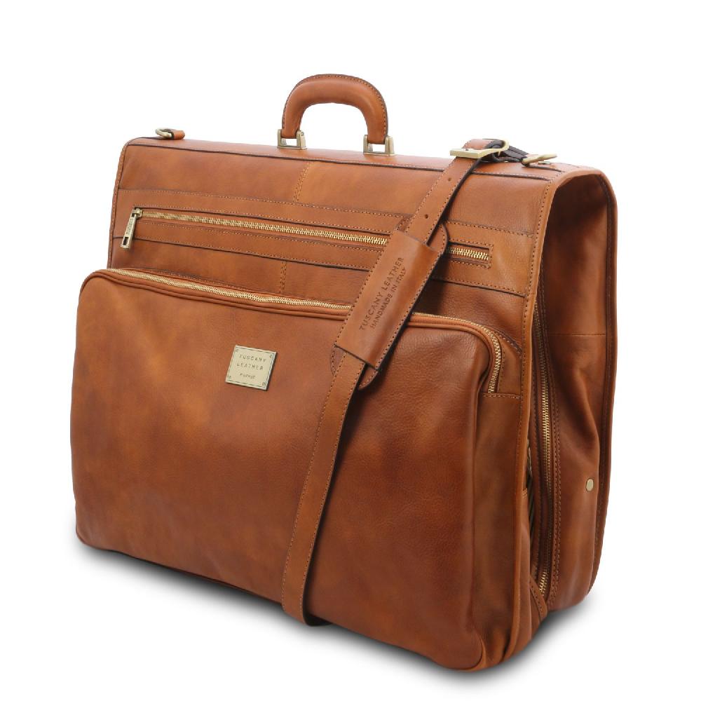 Tuscany Leather Porta Abiti in Pelle con Tascone Davanti Vendita Calda