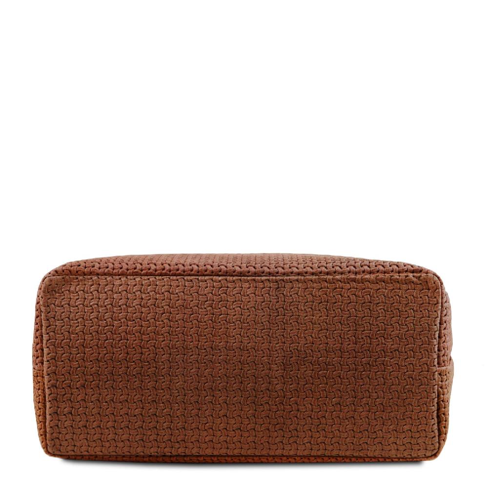 Tuscany Leather Borsa Shopping in Pelle Stampa Intrecciata Offerte esclusive