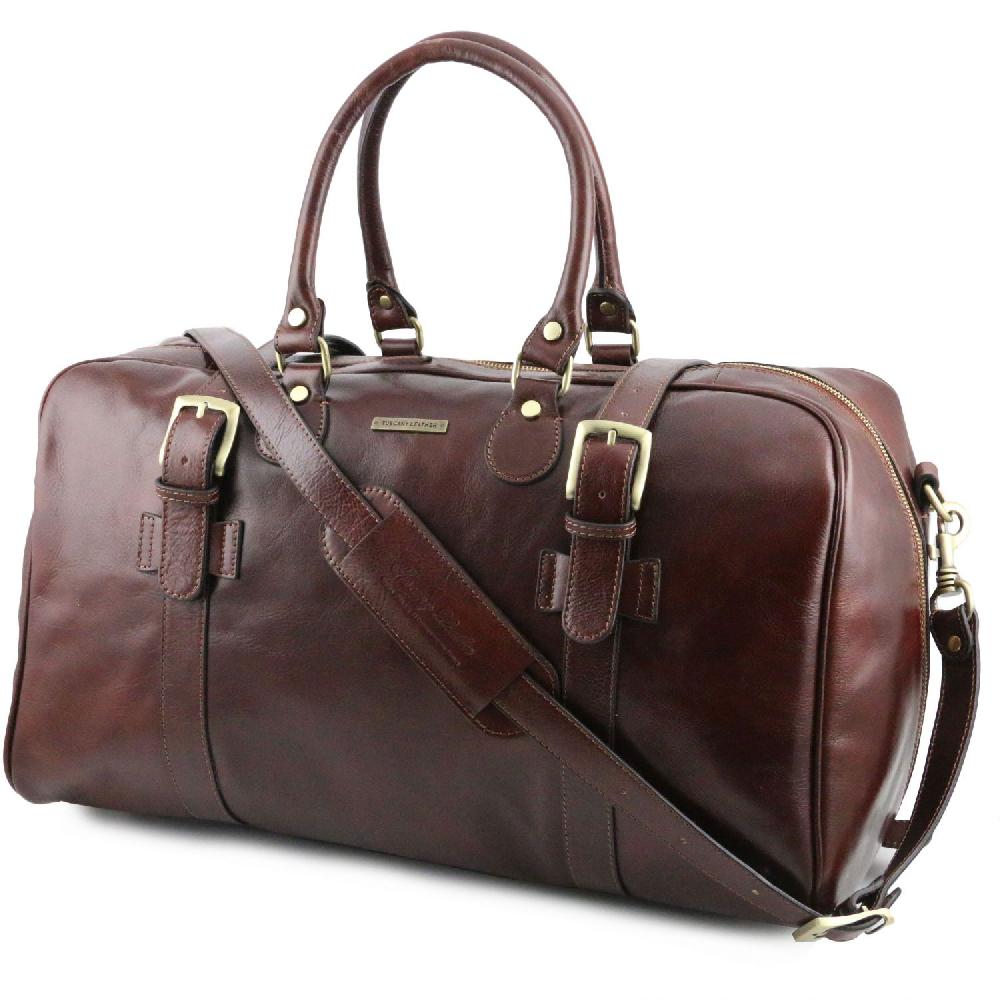 Tuscany Leather Borsone da Viaggio in Pelle con Fibbie - Misura Grande Limitato a 3 giorni