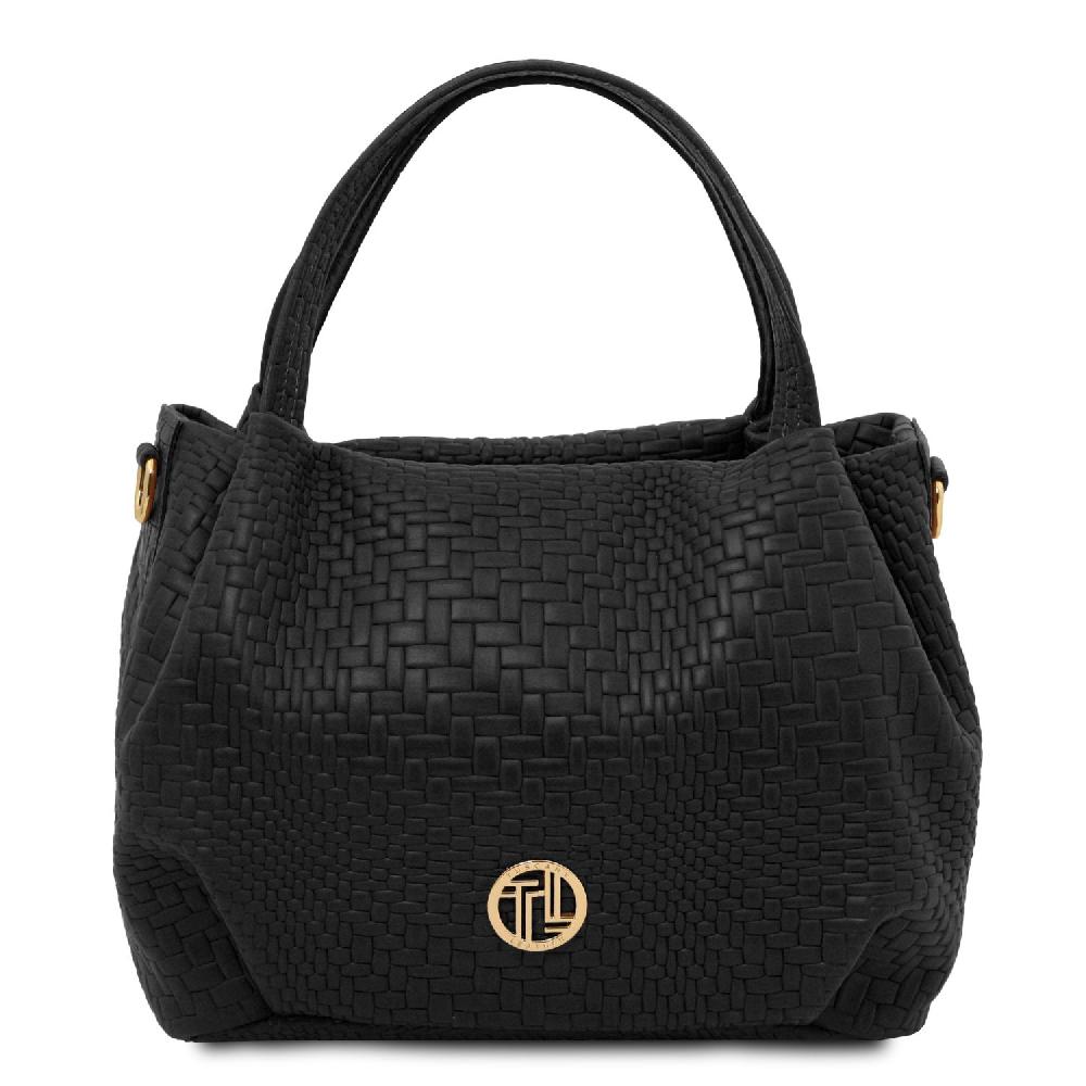 Tuscany Leather Borsa a Mano in Pelle Morbida Stampa Intrecciata Esporta salva