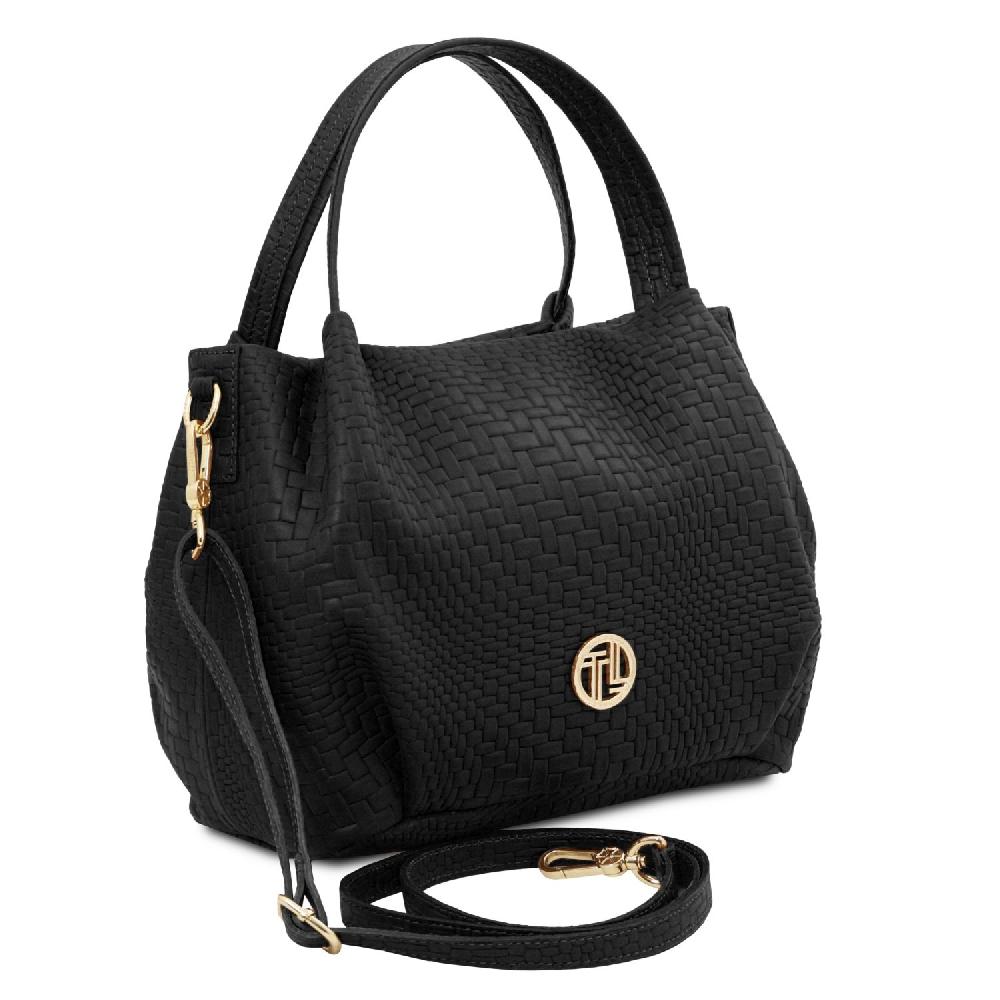 Tuscany Leather Borsa a Mano in Pelle Morbida Stampa Intrecciata Esporta salva
