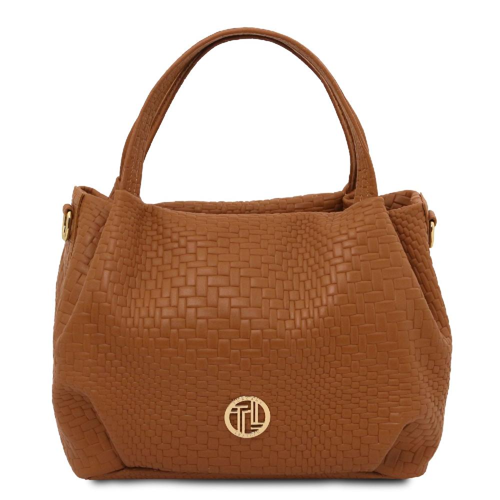 Tuscany Leather Borsa a Mano in Pelle Morbida Stampa Intrecciata In vendita