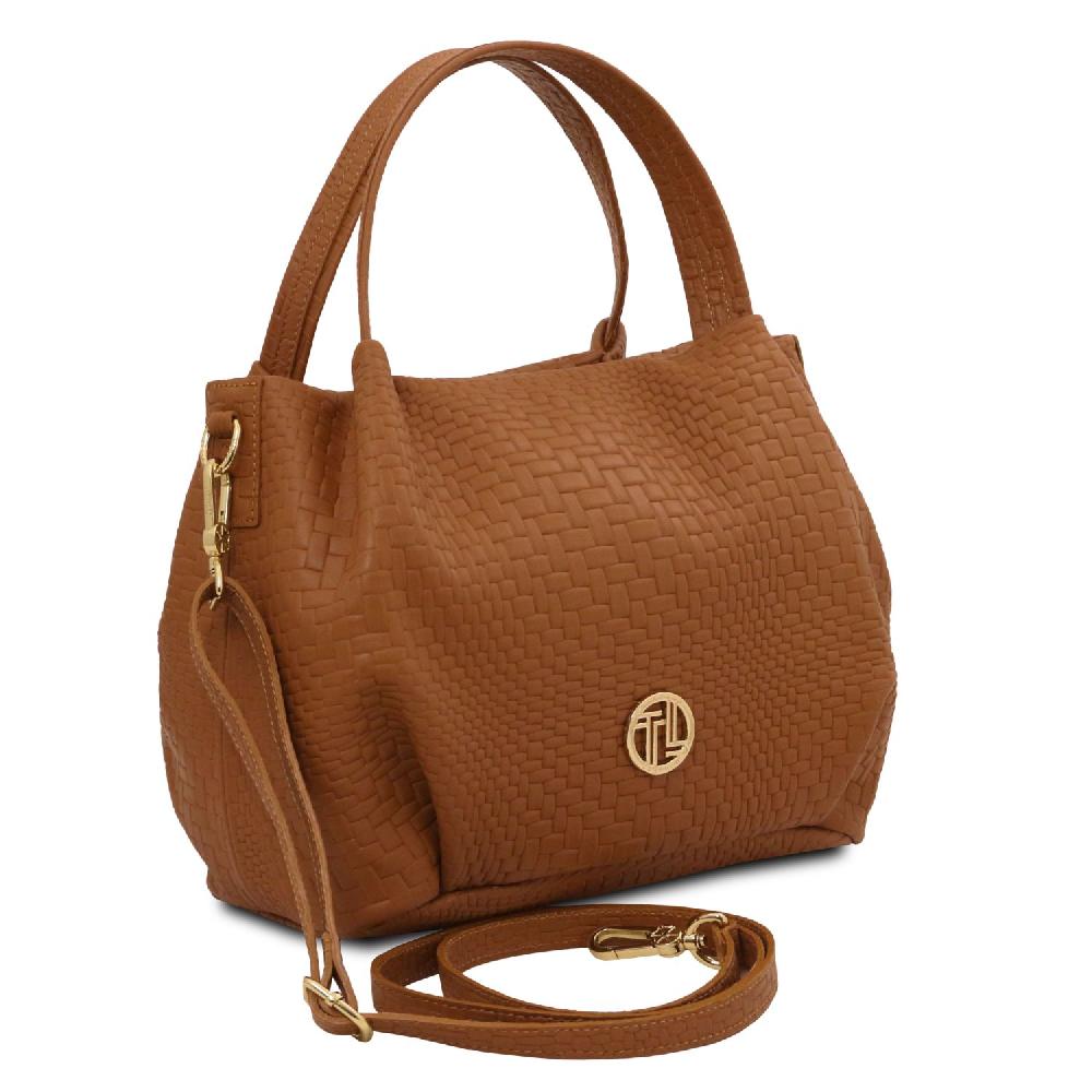 Tuscany Leather Borsa a Mano in Pelle Morbida Stampa Intrecciata In vendita