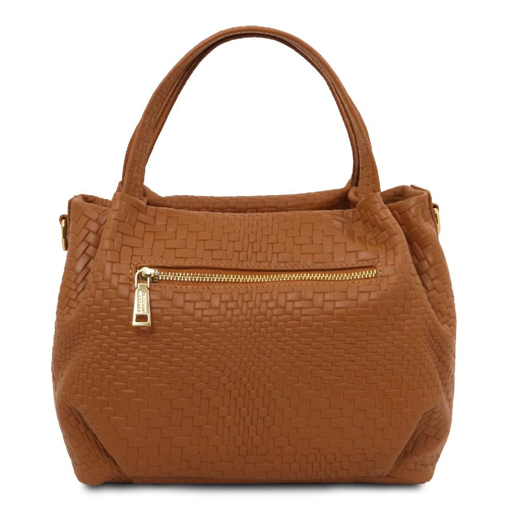 Tuscany Leather Borsa a Mano in Pelle Morbida Stampa Intrecciata In vendita