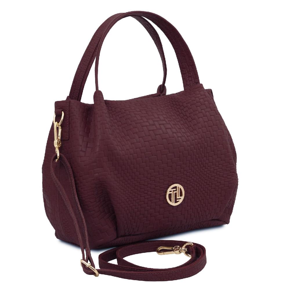 Tuscany Leather Borsa a Mano in Pelle Morbida Stampa Intrecciata Duty-free